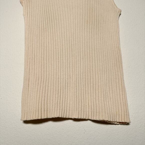 Vintage Ribbed Knit Polo Sweater Vest Beige Cream XL - Picture 6 of 9